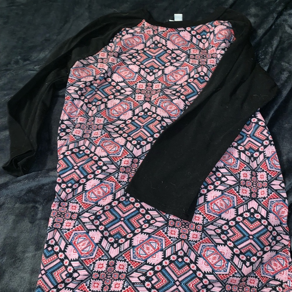 Black with crazy print baseball tee LuLaRoe